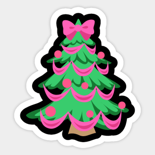 Christmas Tree with pink Bowtie Sticker